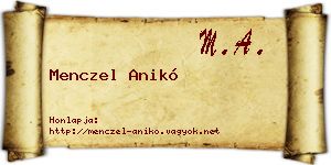 Menczel Anikó névjegykártya